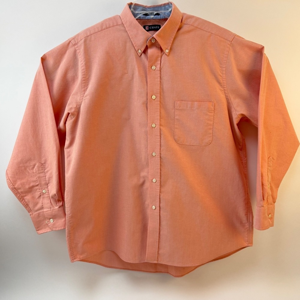 Lot of 2 1-Chaps & 1 Merona Mens XL Cotton Button Down Shirts with front Pocket - Picture 4 of 16